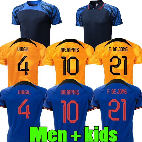 

2022 2023 netherlands memphis soccer jersey 22 23 de jong holland de ligt wijnaldum van dijk men kids kit sets dumfries football shirt, Black;yellow