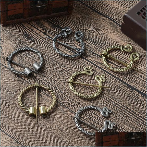 

pins brooches fashion vintage brooch bronze hollow belt buckle spiral cloak pin clasp retro medieval norse jewelry drop delivery 2021 dhwat, Gray