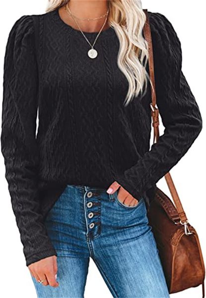 

women's t-shirt women's crew neck pullover sweaters long sleeve oversized sweater casual loose ribbed knit jumper, White