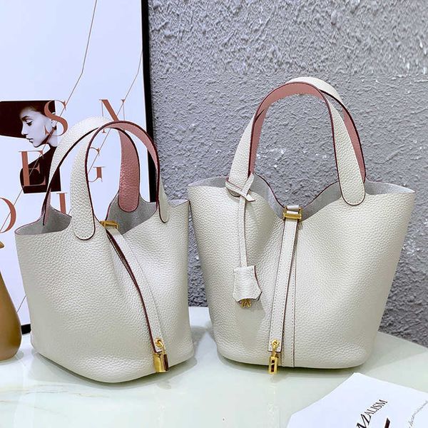 

designer herme bag women's large fashion classic korean version first layer kraft vegetable basket women's's leather bu et po