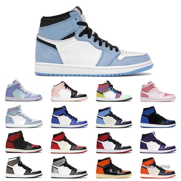 

men women baskeyball shoes jumpman 1 1s university blue chicago digital pink game royal sport sneakers mens trainer jordon jordens, Black