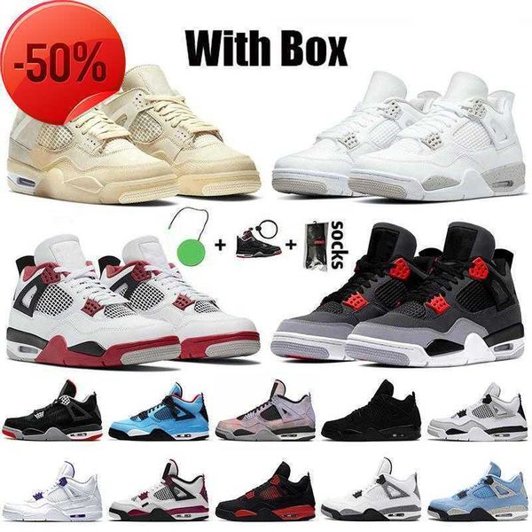 

boots 2022 new outdoor women men jumpman 4 basketball shoes sail white oreo 4s zen master fire red thunder infrared sneakers military black