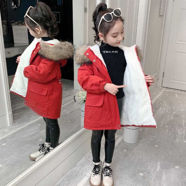 

girls fur coat cotton coat 2022 thick velvet winter children's clothing l221007, Blue;gray