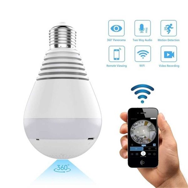 

1080p hd wifi ip camera 360Â° panoramic fisheye bulb light home security cameras bulbs lamp night vision baby monitor