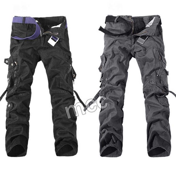 

men's pants military tactical pants men multi-pocket washed overalls loose cotton male cargo for trousers size 28-42 g221007, Black
