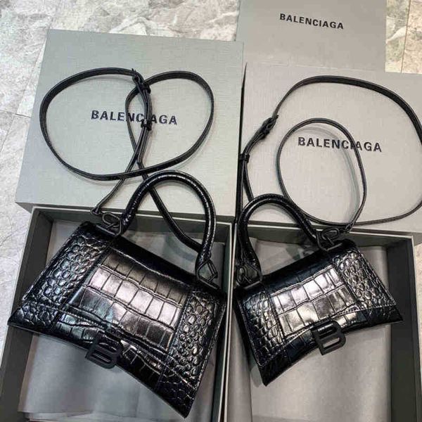 

designer balencalgass handbags luxurys bag high version female 2022 pink hourglass crocodile pattern grade net red messenger handbag