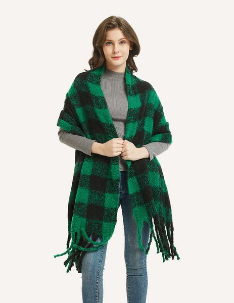 

scarves new winter and autumn checkered scarf women plaid cashmere lattice large shawl wraps ladies warm echarpe pashmina g221007, Blue;gray