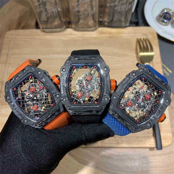 

multi-function superclone watch designer luxury mens mechanics rihca milles wristwatches men's fiber shell and hollow is inspired by te, Slivery;golden