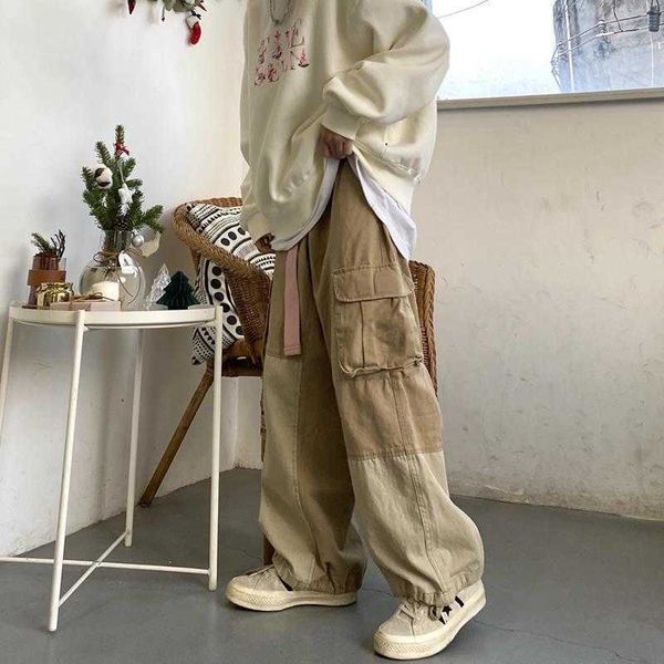 

men's pants houzhou baggy bla cargo pants for men khaki cargo trousers male vintage loose casual autumn japanese streetwear hip hop ret, Black