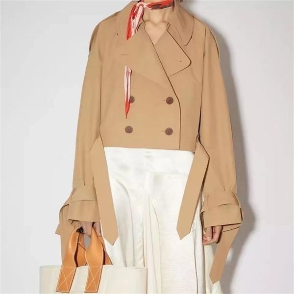 

womens jackets ac fashion women coat autumn turndown collar double breasted lady short trench coat 221007, Black;brown