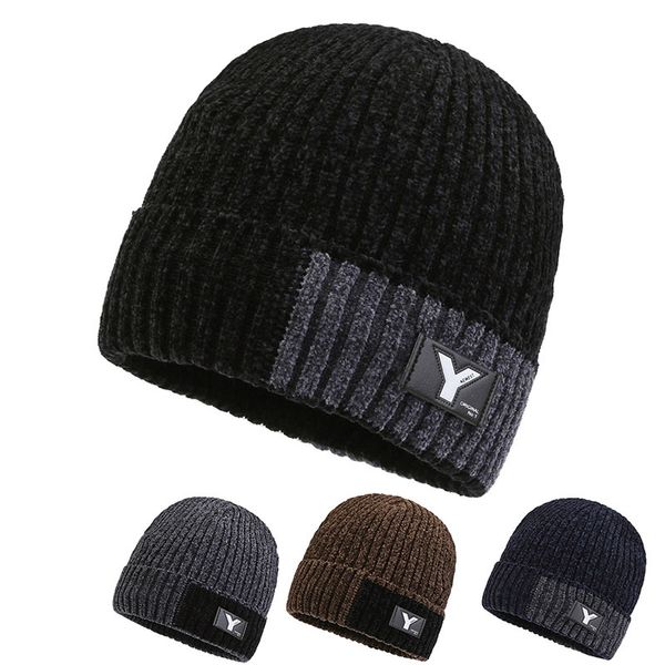 

men's snowboarding woolen padded warm knit hat men's winter jumper ear protectors a0550, Blue;gray