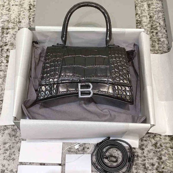 

handbags designer balencalgass 2022 bag fashion b family high version women's bag crocodile hourglasss bag leather one shoulder diagona