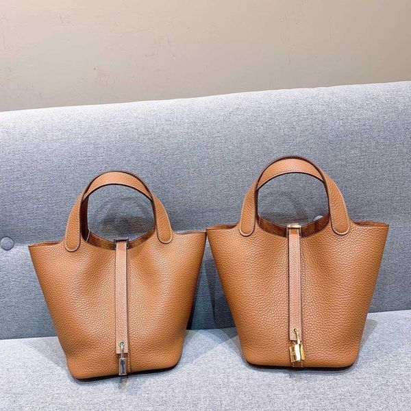 

designer herme bag women's large fashion classic vegetable basket tc leather original hand sewn with wax thread lychee pattern hand bu