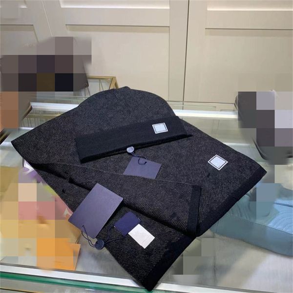

factory outlet caps scarves sets classic lattice winter hats designers bone cap men women couple scarf hat two piece with box, Blue;gray