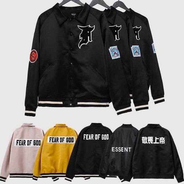

designer jackets fearofgod season 5 medal embroidery coach jacket fog high street loose men's and women's flight suit jacket fashi, Black;brown