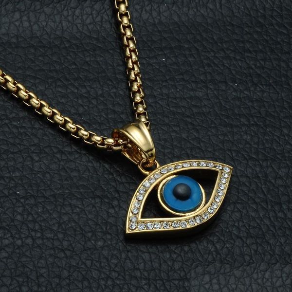

pendant necklaces hip hop stainless steel bling iced out evil eye necklaces pendants ip gold filled natural stone necklace for men dhxjy, Silver
