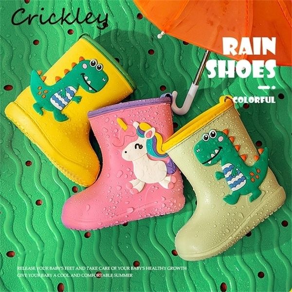 

boots cartoon cute dinosaur unicorn children rain shoes for boys girls waterproof eva rubber non slip toddler kids 221007, Black;grey