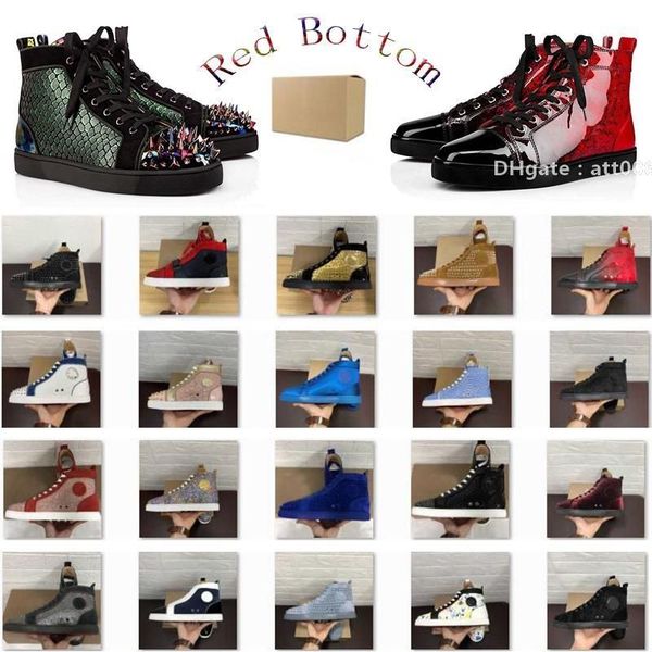 

bottoms christians classic men and women casual shoes red studded spikes fashion insider sneakers high boots leather shoes size 35-48 tr lax, Black
