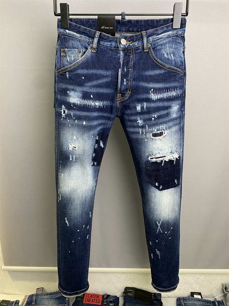 

biker d2 dsq dsquare new arrivals mens luxury designer denim jeans holes trousers jeans coolguy pants mens clothing 2#9827, Blue