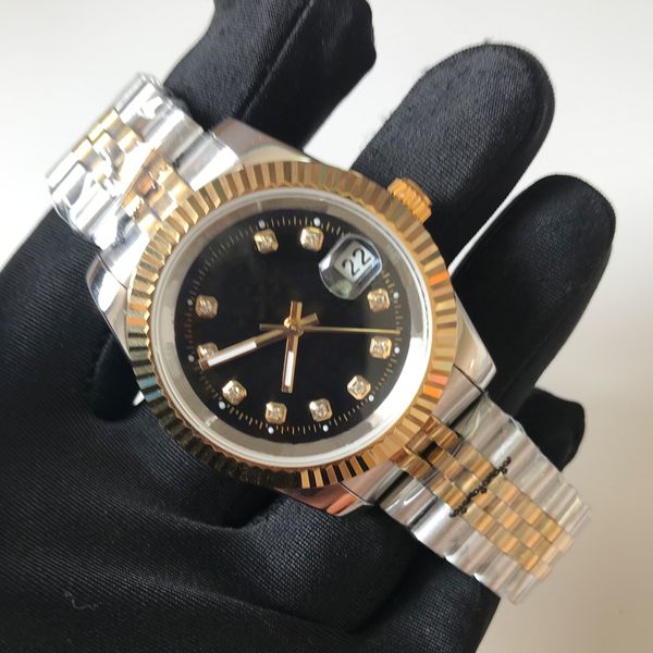 

luxury watches aaa watch gold mixed silver case 41mm automatic mechanical date men watches sapphire glass quality stainless steel wristwatch, Slivery;brown