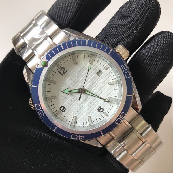 

luxury watches a watch silver case blue bezel automatic mechanical date men watches quality stainless steel wristwatches, Slivery;brown