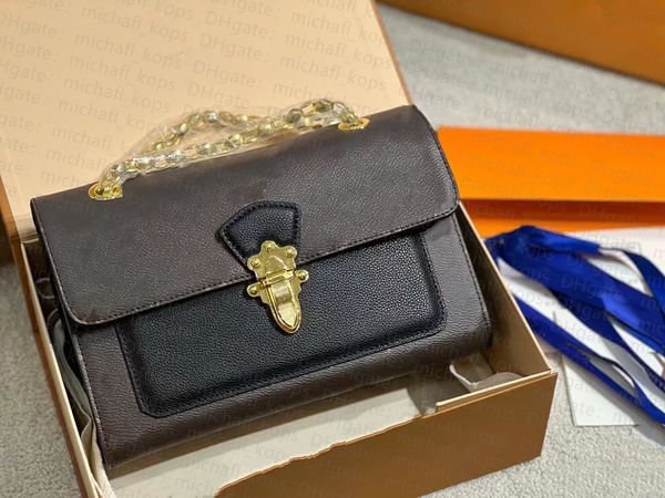 

women bag victoria 41730 shoulder bag cowhide 2022 two-color vintage chain luxury designer fashion cross body messenger bag