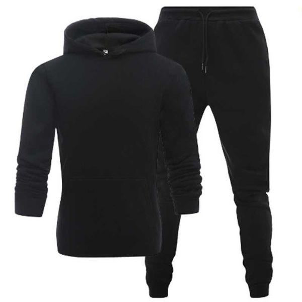 

men's tracksuits spring new casual sets brand solid hoodie pants twopieces tracksuit sportswear hoodies set suit male g221010, Gray
