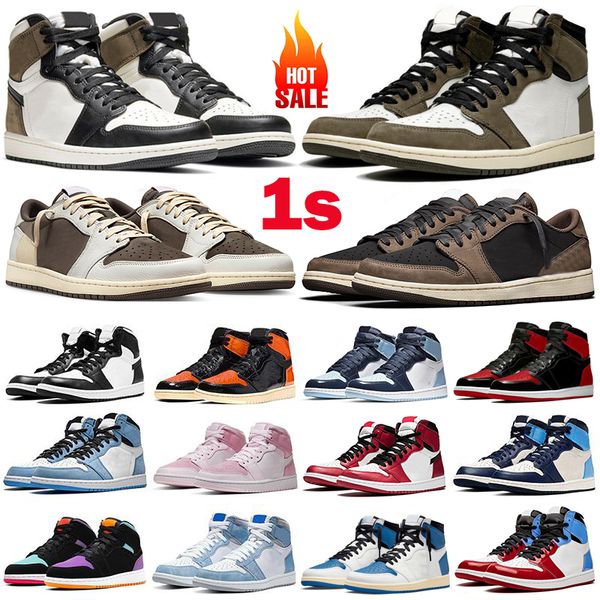 

jumpman 1 1s men basketball shoes travis scotts lows reverse mocha bred chicago unc panda shattered backboard ts mens wome air jordon jorden, Black