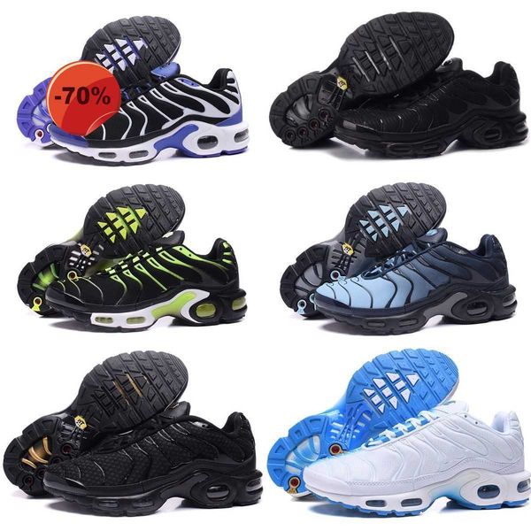 

running shoes designer sneakers triple black white grey frost pink teal volt blue crinkled metal chaussures requin 2022 mens tn tns og be