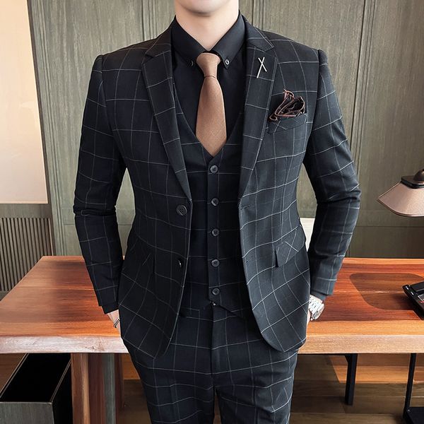 

men's suits blazers blazerspantsvest men blazers 3 piece set male bridegroom wedding dress autumn slim fit business formal suits luxury, White;black