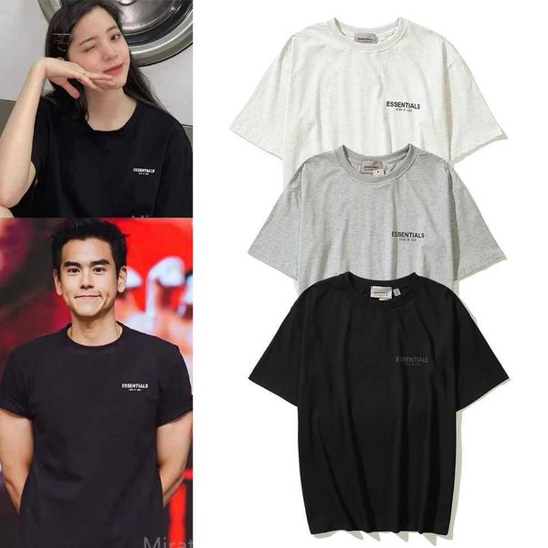 

tees mens womens designers t shirts essentialss trendy brand short sleeve basic small size double thread high loose t-shirt men and women, White;black