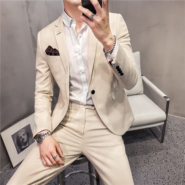 

men's suits blazers jacketpants men suit two piece plaid suits men brand slim fit groom wedding dress suit korean business blazers s3xl, White;black