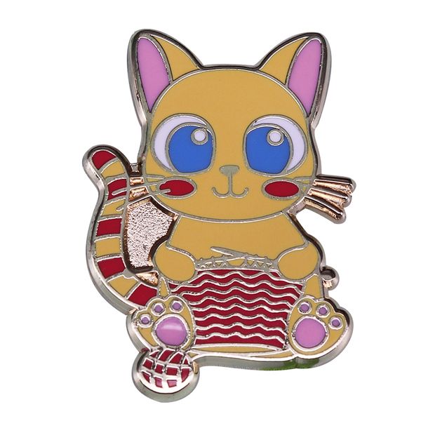 

cute knitting cat pin for your favorite project bag decor brooch badges, Blue