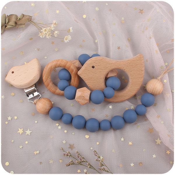 

newborn baby pacifier clip chain wooden teether silicone beads bracelet toddler infant animal dinosaur cat bird star flower clouds nipple cl