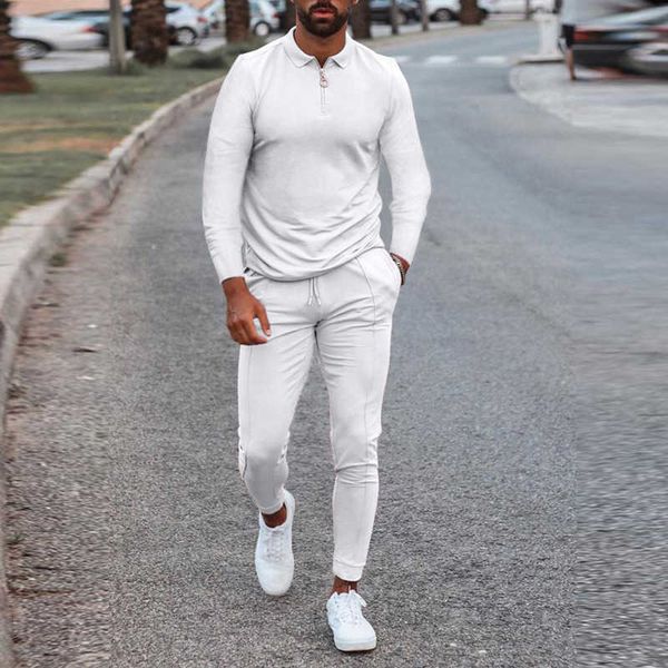 

men's tracksuits 2022 autumn new european american casual lapel zipper solid color suit long-sleeved trousers two-piece tracksuit g2210, Gray