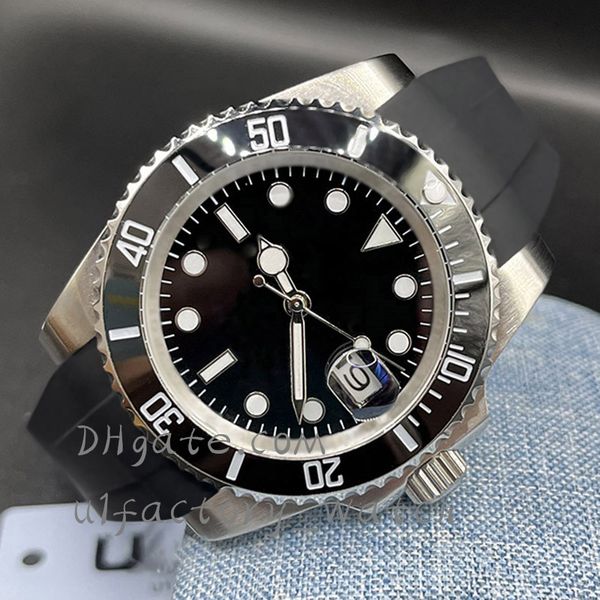 

men's 40mm automatic mechanical watch designer rubber strap ceramic watch folding buckle waterproof sapphire watches montre de luxe, Slivery;brown