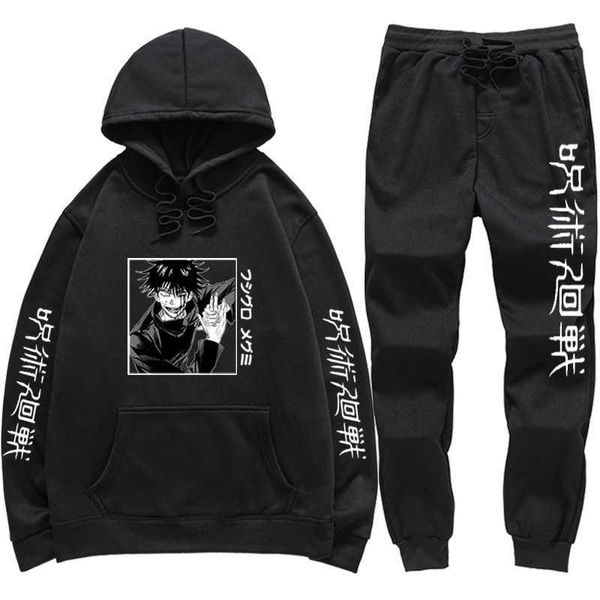 

tracksuits anime jujutsu kaisen men women sets tracksuit hoodiespants jogging sweatpants autumn fleece jogger sports suit sweatshir g221010, Gray