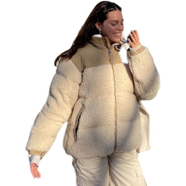 

winter fleece jacket women faux shearling outerwear coats female suede jackets coat warm thickened lamb, Black