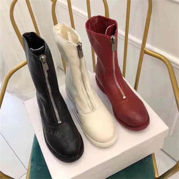 

designer boots women ghost emperor zipper booties g boot pl2 white boot leather ankle bootie thick heel plush short lady spring autumn singl, Black