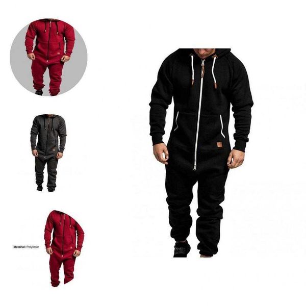 

men's tracksuits winter clothing soft comfortable warm jumpsuit 5 colors solid color for jogging g221007, Gray