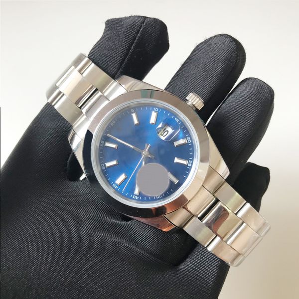 

luxury watches aaa watch silver case blue dial 41mm automatic mechanical date men watches sapphire glass quality stainless steel wristwatche, Slivery;brown
