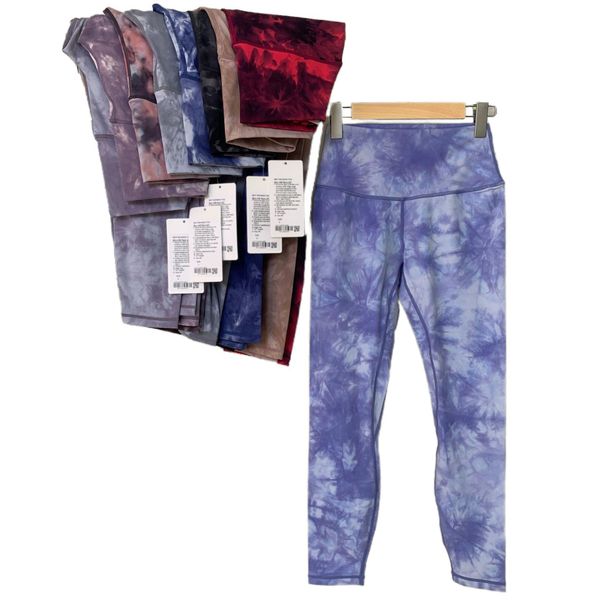 

align lu yoga outfits brushed gym workout clothes running tights seamless leggings pants 9 piece tie dye camo fitness joggers for women indo