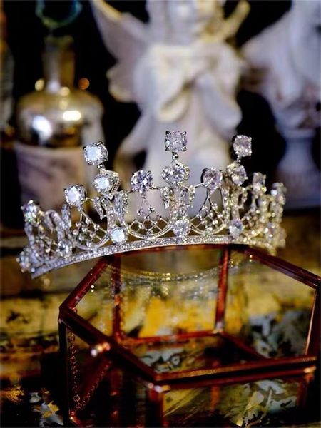 

silver zircon alloy inlaid silver plated headdress bride girl's crown zd007