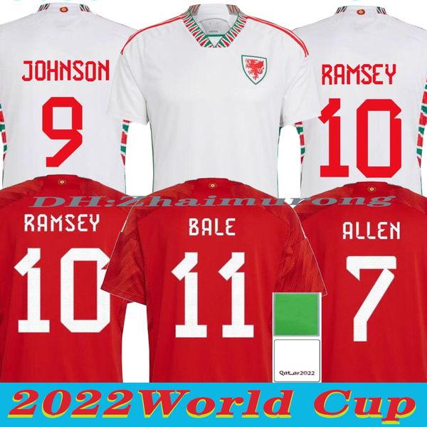 

2022 world cup wales soccer jerseys bale wilson allen ramsey wes 22 23 national team rodon vokes home away football shirt short sleeve unifo, Black;yellow