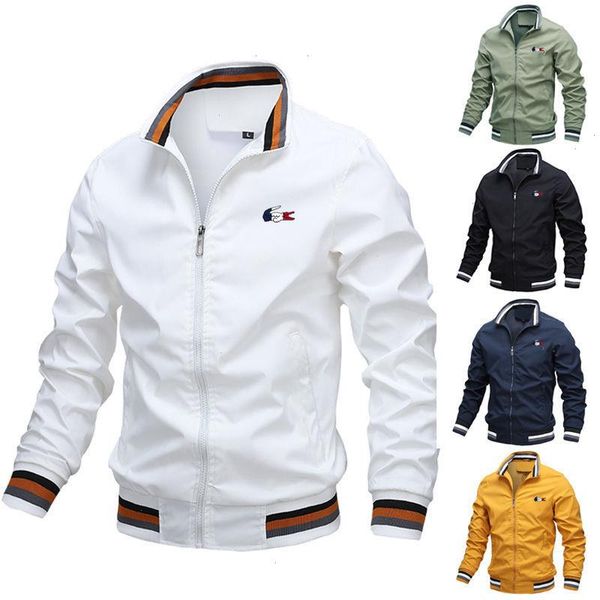 

mens business fashion jacket stand collar print casual zipper outdoor sports, Black;brown