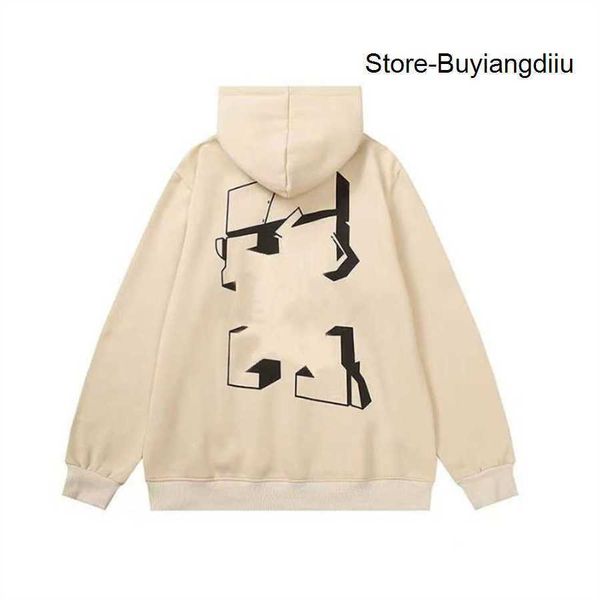 

designer luxury offs classic inkjet arrowhead hip hop hoodie couples of light blue black white print men and women casual hooded