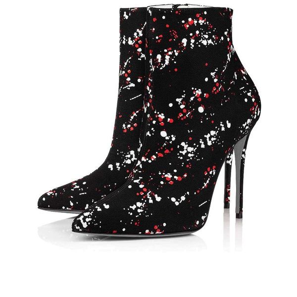 

pointed-toe pumps woman designer boots luxury outdoor shoes christias red soles high heels new season booty style for delicate women ankle b, Black