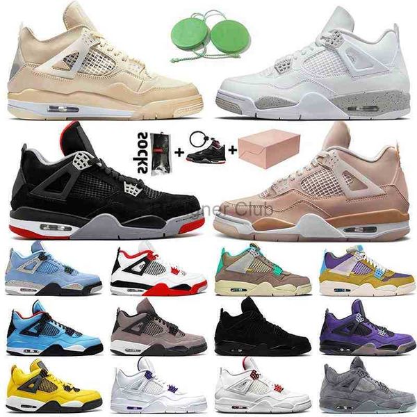 

with box shoes 4 mens basketball shoes women white oreo sail fire red 4s shimmer bred university blue black cat psgs trainers sports