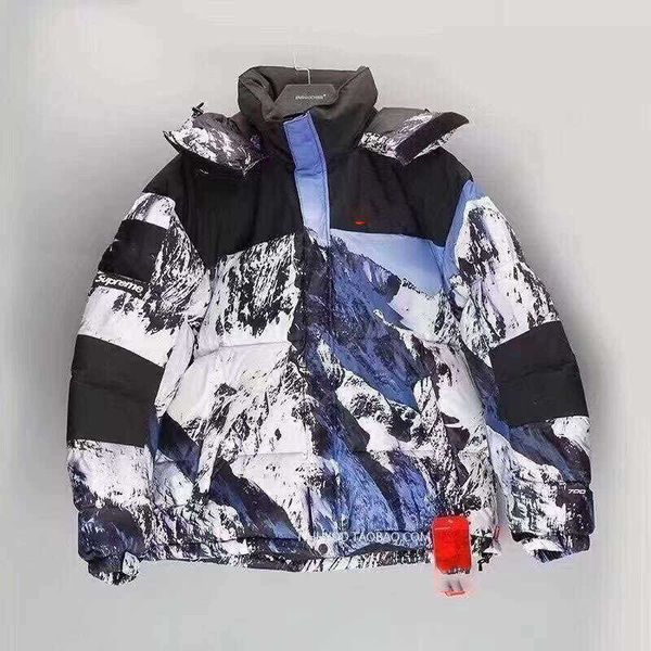 

designer nort snow mountain cotton jacket joint name sup hooded leisure camp thickened bread clothes warm embroidered down cotton for man, Black