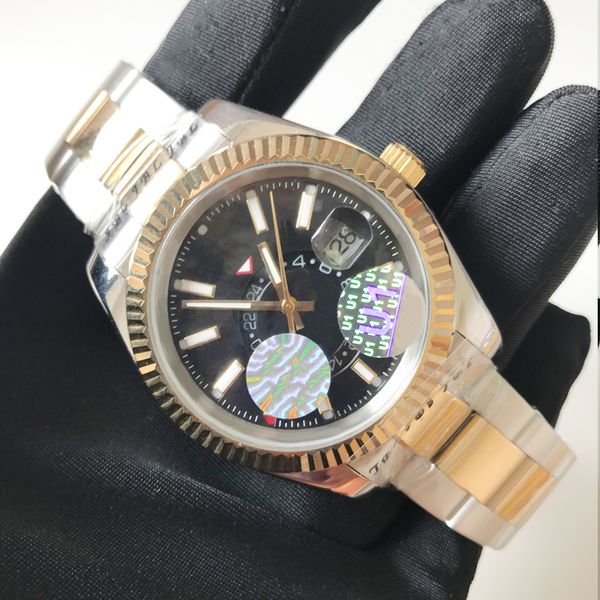 

luxury watches aaa watch gold mixed silver sky 42mm automatic mechanical sweeping men watches date sapphire glass quality small dial works w, Slivery;brown